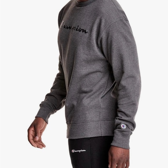 Champion Powerblend Script Logo Grey Sweatshirt size Small - Picture 3 of 7